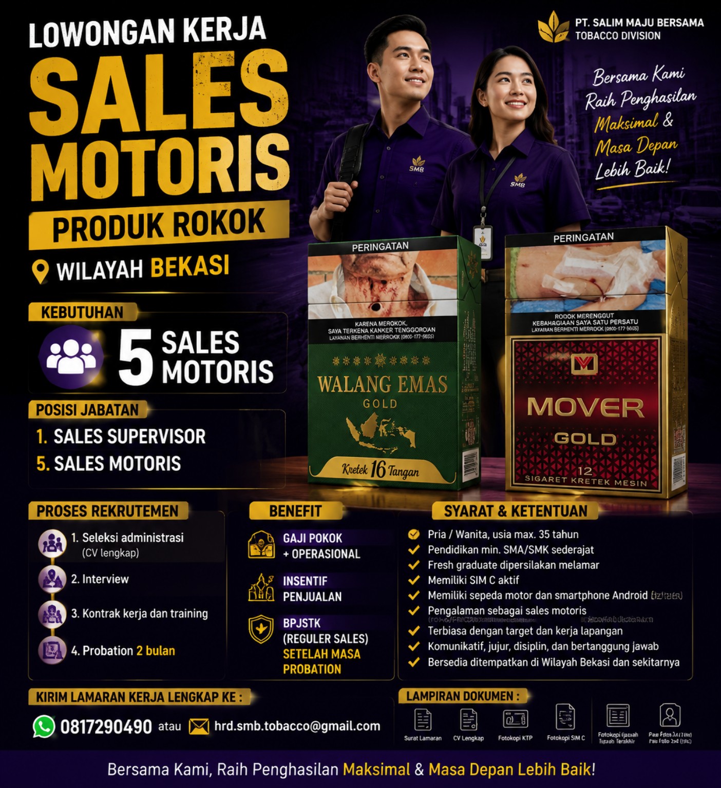 Poster lowongan Sales Motoris SMB